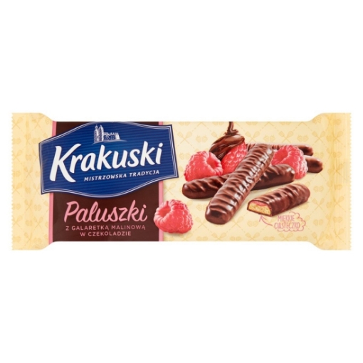 Picture of CLEARANCE-Biscuits Sticks Raspberry Flavour Krakuski 144g