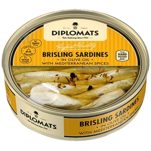 Picture of Brisling Sardines in Olive Oil with Mediterranean Spices Diplomats 160g