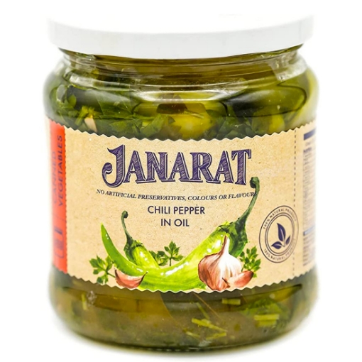 Picture of CLEARANCE-Pickled Chili Pepper in Oil Janarat Jar 435g