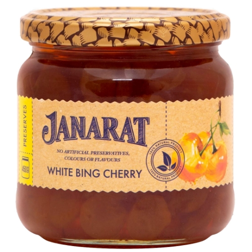 Picture of CLEARANCE-White Cherry Preserve Janarat Jar 450g