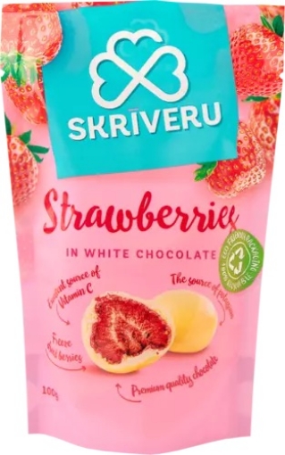 Picture of Sweets Strawberry in White Chocolate Skriveru 100g  