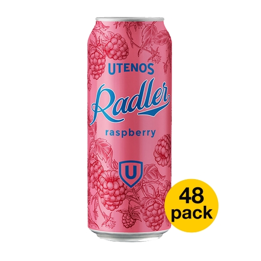 Изображение РАСПРОДАЖА-Пиво Radler Малина 2% Utenos 500ml - 48 банок