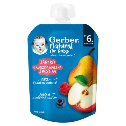 Picture of CLEARANCE - Dessert Mousse Tube Apple Raspberry Gerber 80g