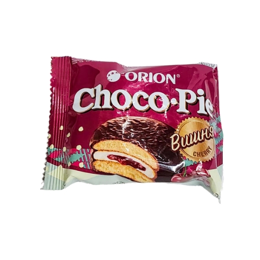 Orion Choco Pie with Cherry Filling 30g – Chocolate Marshmallow Pie with Fruity Cherry Flavor